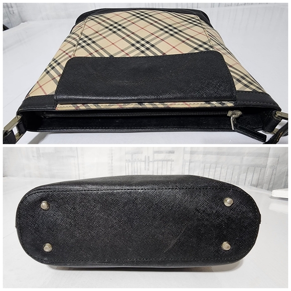 Burberry Vintage Nova Check Canvas Shoulder Bag Beige/Black - Picture 9 of 13